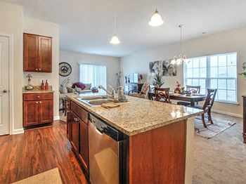 Open living room with kitchen